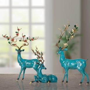 铜制工艺品鹿摆件鹿鹿发财中式 办公室家居摆设送客户工厂