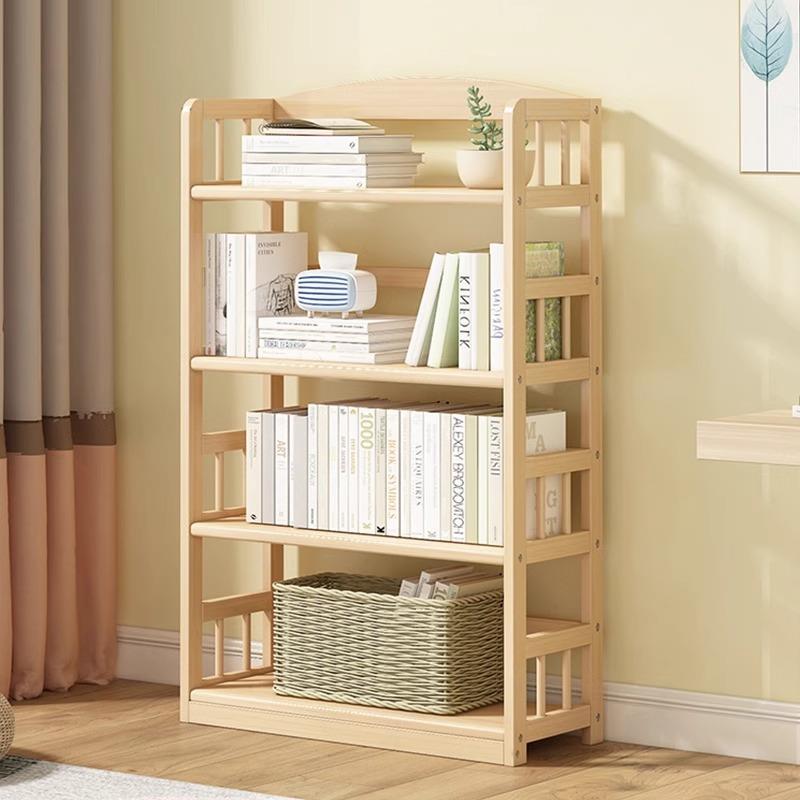儿童实木书架客厅落地置物架一体靠墙杂物收纳架不占地方简易书柜
