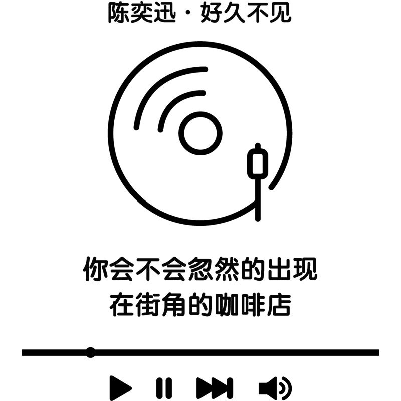 有趣的音乐播放器贴纸 甜品咖啡店玻璃墙面装饰歌词墙贴 歌词可换