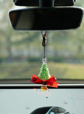 淄博琉璃手作圣诞树车挂系汽车后视镜车载挂件圣诞节装饰礼物