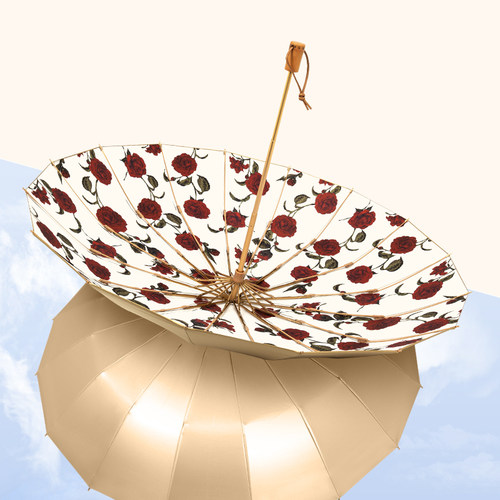 安珀16骨大号结实抗风雨伞女晴雨两用折叠防晒遮阳太阳伞加固加厚