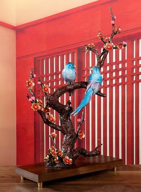 《喜上眉梢》枝头铜摆件喜鹊中式客厅装饰乔迁新居结婚送新人礼物