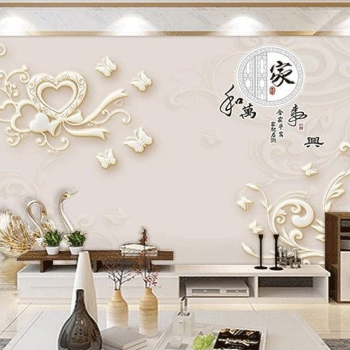 2022现代简约电视背景墙浮雕8壁纸奢华壁画客厅装饰影视墙d欧式图片