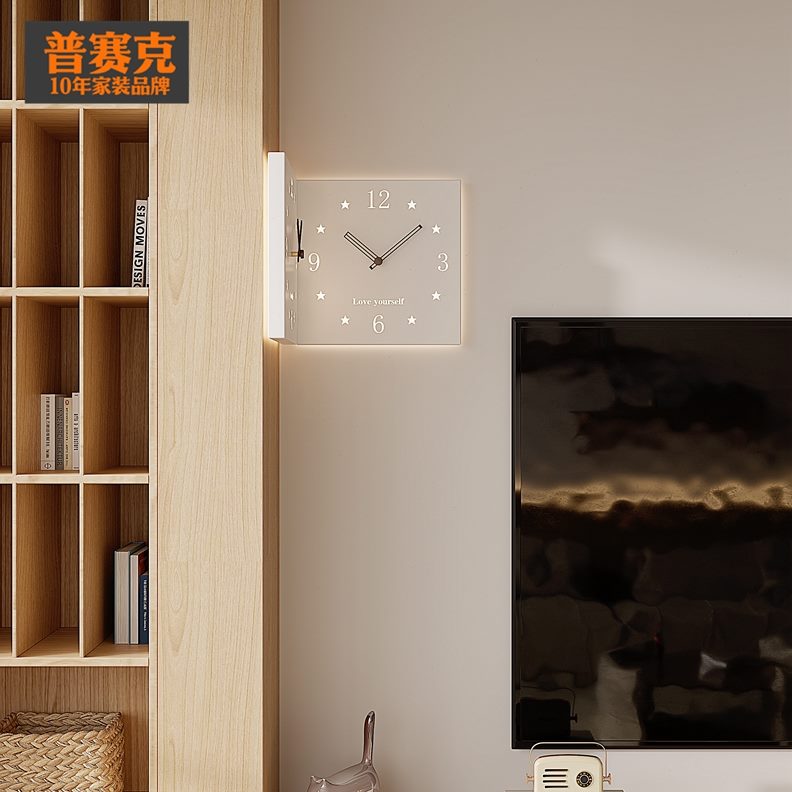 客厅角简约拐转角挂墙装饰阳挂表现代时钟家用挂钟双面钟表时尚角