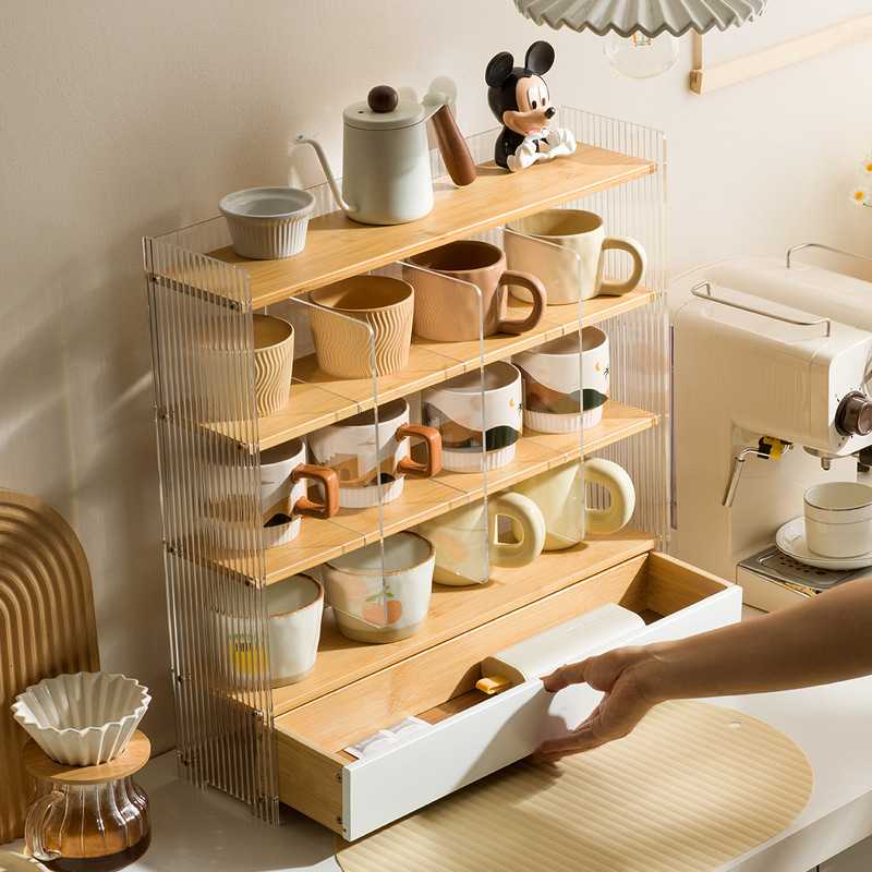 桌面杯子收纳置物架亚克力水杯架桌上茶具架子茶水间咖啡角展示架