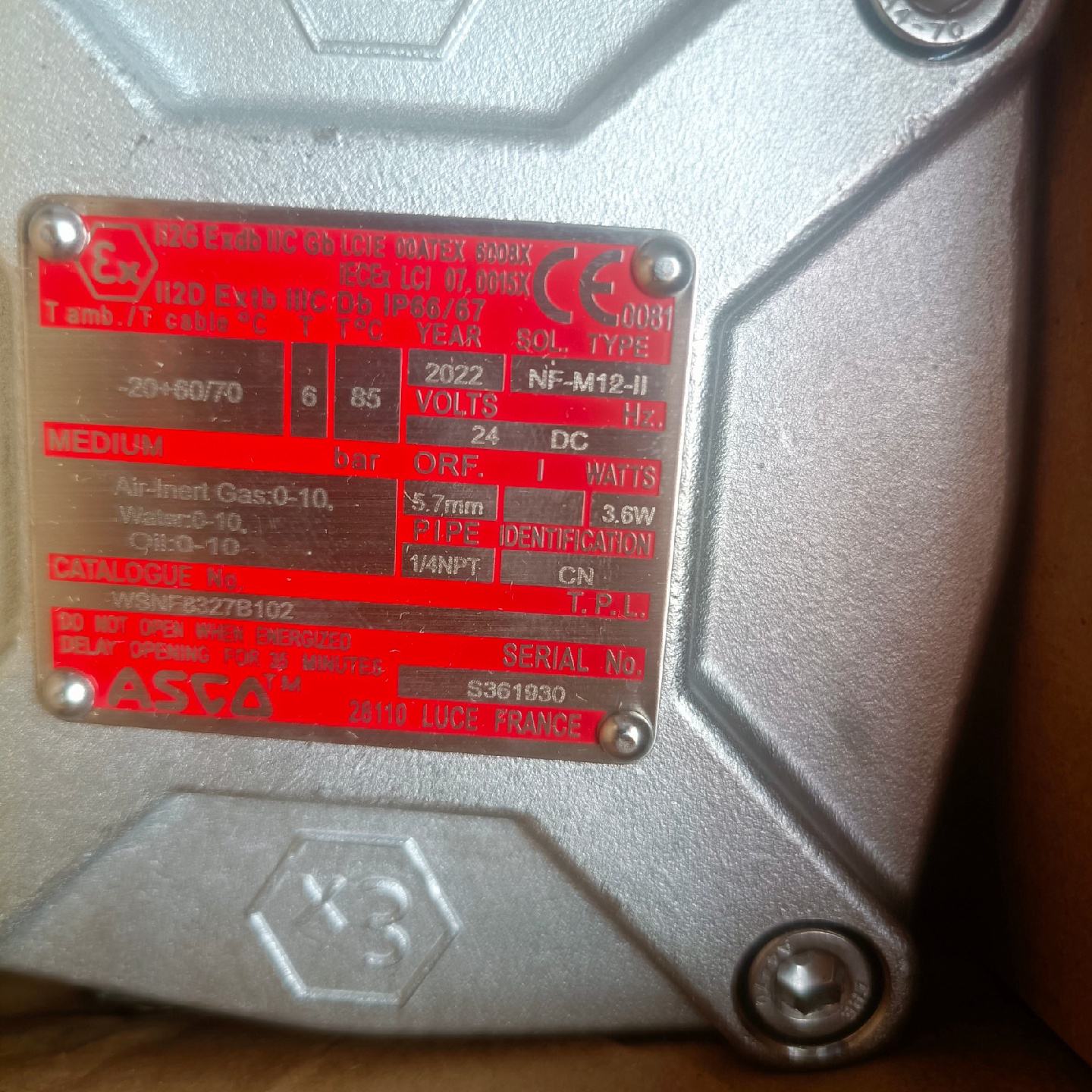 全新ASCO防爆电磁阀WSNF8327B10224DC带--议价商品