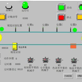 议价苹果分拣分类组态王6.55仿真程序可维修