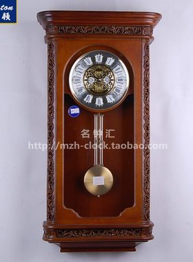 报复古客厅钟威灵顿时机芯静音实木钟表电池欧式精工石英墙挂钟