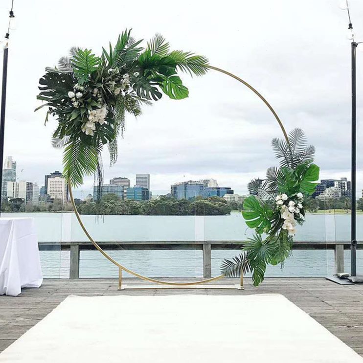 圆环管花圆形单铁艺婚庆新款装饰背景架子架子单杆圆环门拱门道具