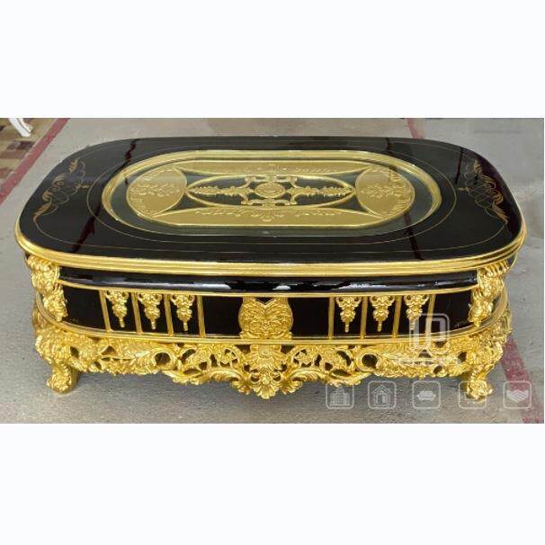 欧式奢华实木重手工雕刻金箔工艺大户型别墅新古典客厅会客茶几