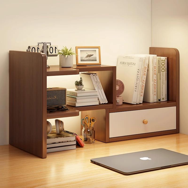 桌面书架置物架办公室收纳架简易桌上多层伸缩架子家用书桌小书柜