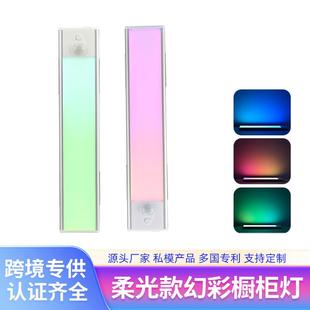 新款智能人体感应壁橱柜厨房衣柜过道走廊充电磁吸彩色RGB氛围灯