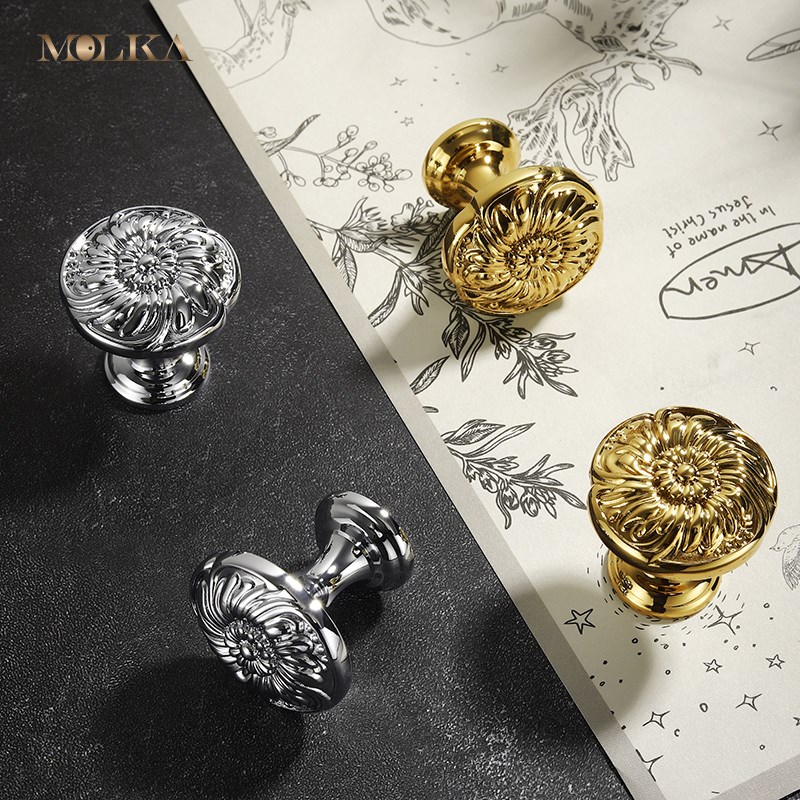 法式高级感衣柜门拉手把手金色银色抽屉橱柜现代简约轻奢黄铜欧式