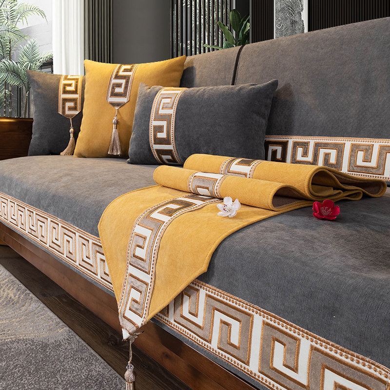 新中式沙发垫现中式雪尼尔沙发巾套罩盖布高档防滑实木沙发坐垫,居家布艺,沙发垫,淘宝优惠券,粉丝福利购,淘宝优惠卷