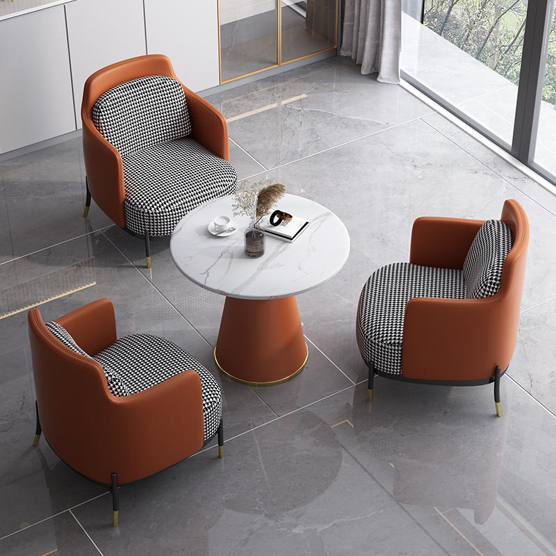 现代简约餐桌家用小户型吃饭桌圆桌休闲洽谈接待桌椅组合阳台桌椅