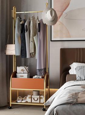 欧美轻奢仙人掌皮革挂衣架落地式组合衣帽架卧室多功能挂包置物架