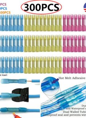 300PCS热缩中间接头BHT0.5/1.25/2/5.5防水接线管冷压端子印字亚