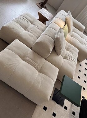 意式极简双面坐模块沙发saba像素设计师款大平层布艺豆腐块组合