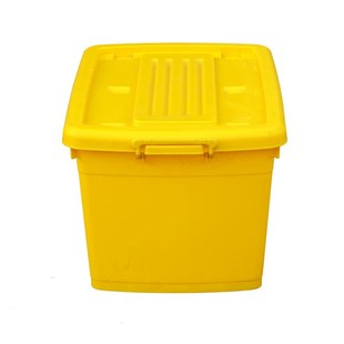 医院垃圾废物转运箱带轮 黄色带盖整理箱 加厚100L医疗周转箱塑料