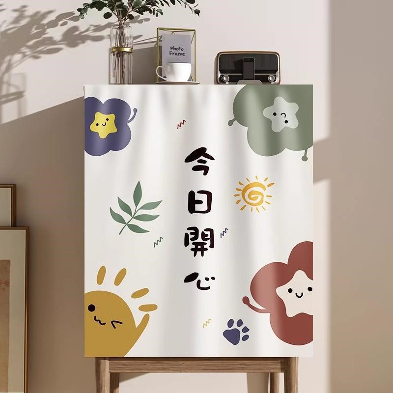 柜子遮挡帘置物架鞋架书柜杂物防尘帘厨房橱柜拉帘滑轨式遮丑布帘