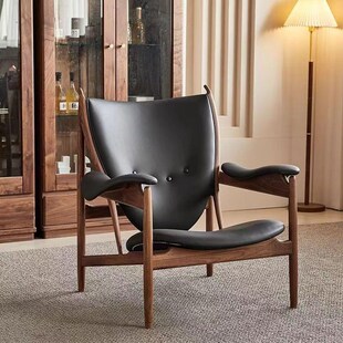 主人酋长椅椅子客厅休闲单人椅意式实木阳台复古沙发椅