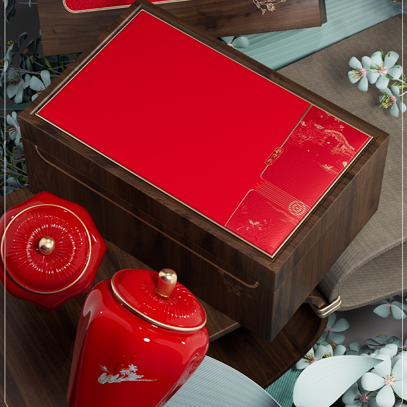 中秋高档陶瓷茶叶装盒空红茶绿茶滇红密封罐通用装空盒