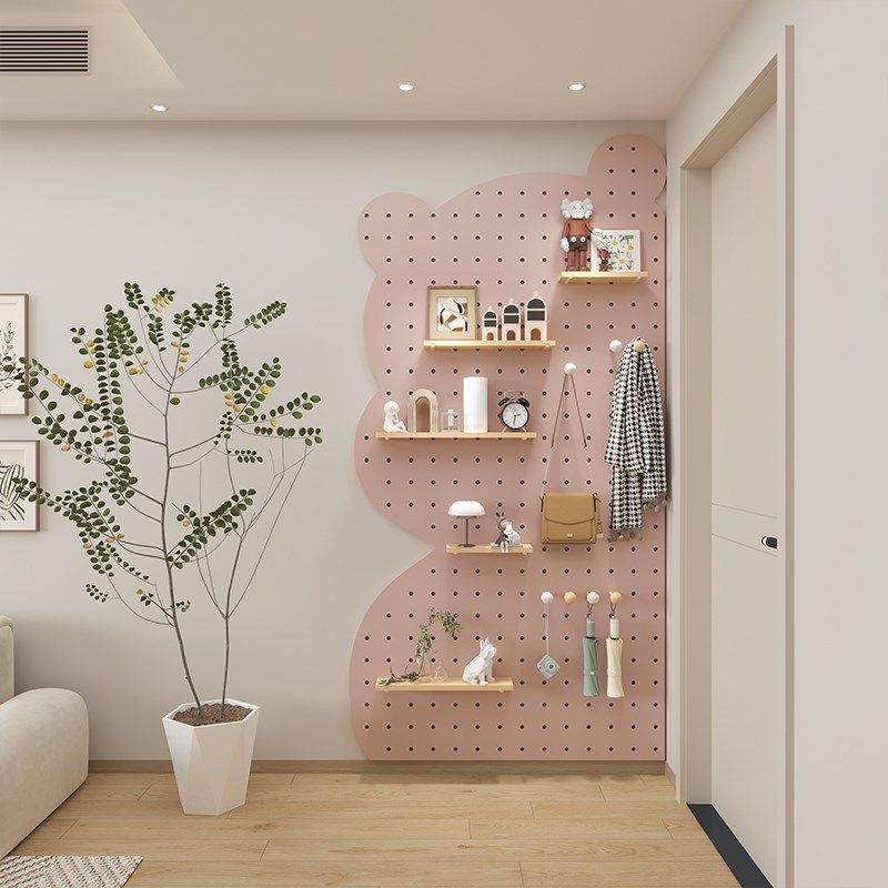 熊猫洞洞板入户玄关定制实木挂衣架收纳展示架,收纳整理,收纳洞洞板,淘宝优惠券,粉丝福利购,淘宝优惠卷