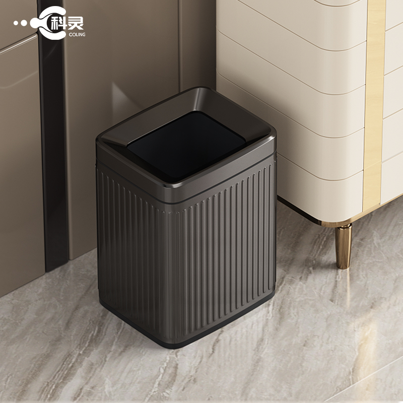 长方形不锈钢垃圾桶家用创意无盖酒店卫生间厨房办公室双层带压圈