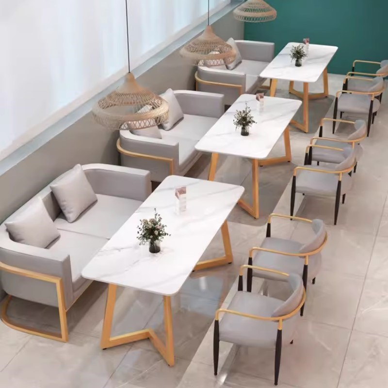 奶茶店沙发桌椅组合休闲洽谈咖啡馆茶餐厅甜品店餐吧商用双人卡座