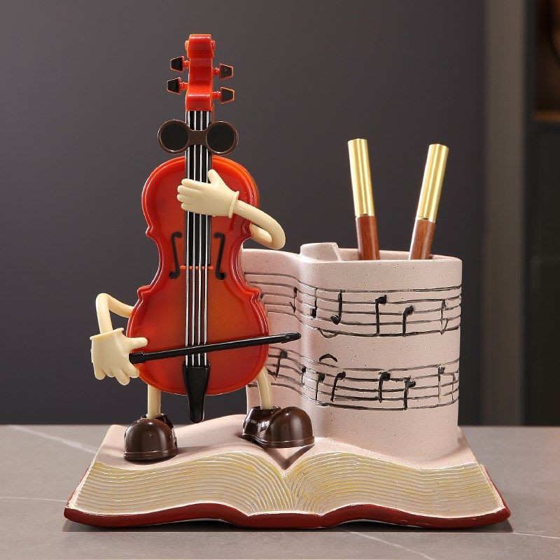 创意大提琴笔筒摆件收纳家居桌面可爱女生装饰品送朋友礼物,家居饰品,桌面摆件,淘宝优惠券,粉丝福利购,淘宝优惠卷