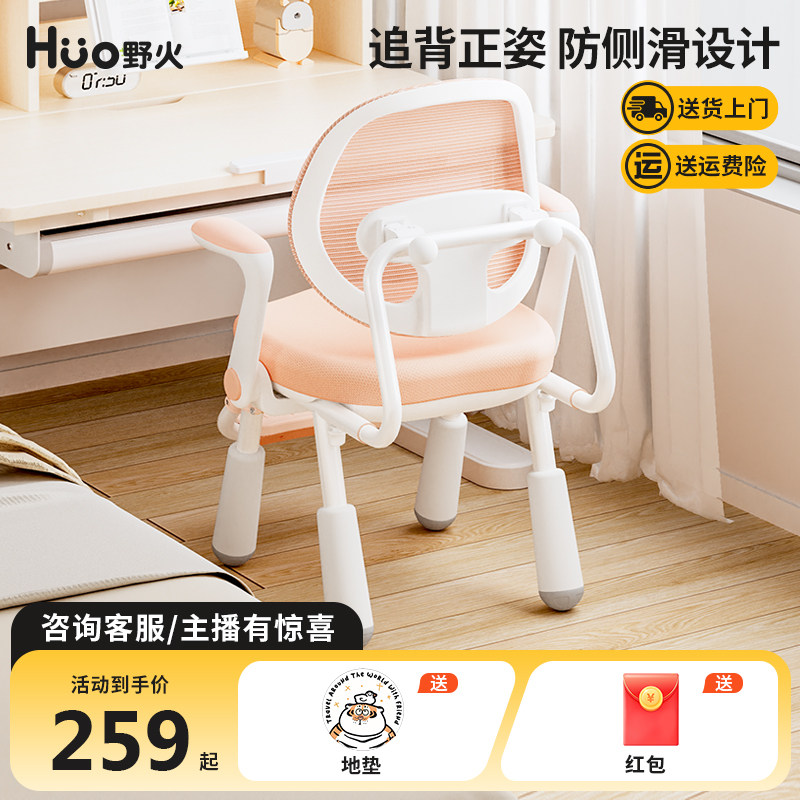 野火儿童学习椅可升降调节椅子小学生写字椅家用书桌椅矫姿座椅凳