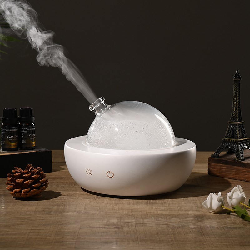 实木玻璃自动扩香香薰机加湿器家用静音卧室喷香机七彩香薰灯