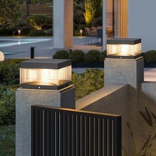 户外庭院柱头灯防水大门别墅围墙灯新款太阳能柱子灯门头灯立柱灯