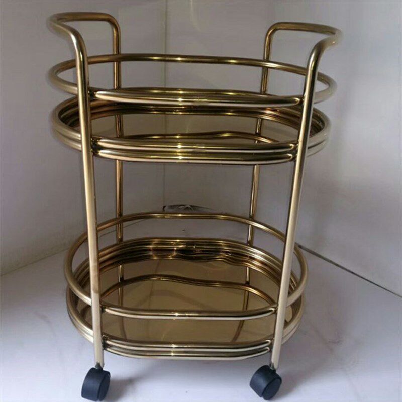 酒店钛金酒水车点心车不锈钢手车品服务推餐车甜车车蛋形酒水车