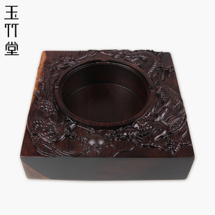 黑檀实木烟灰缸大号带盖家居客厅茶几家用中式书房创意装饰