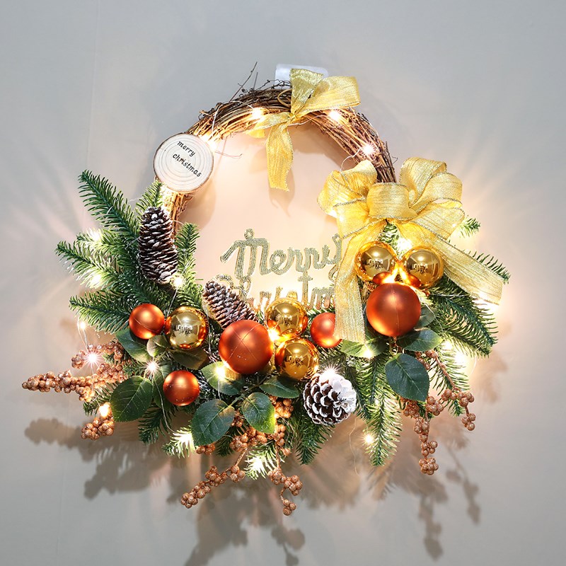 圣诞节装饰品半花环新款圣诞树圈家用酒店场景布置门挂饰吊饰