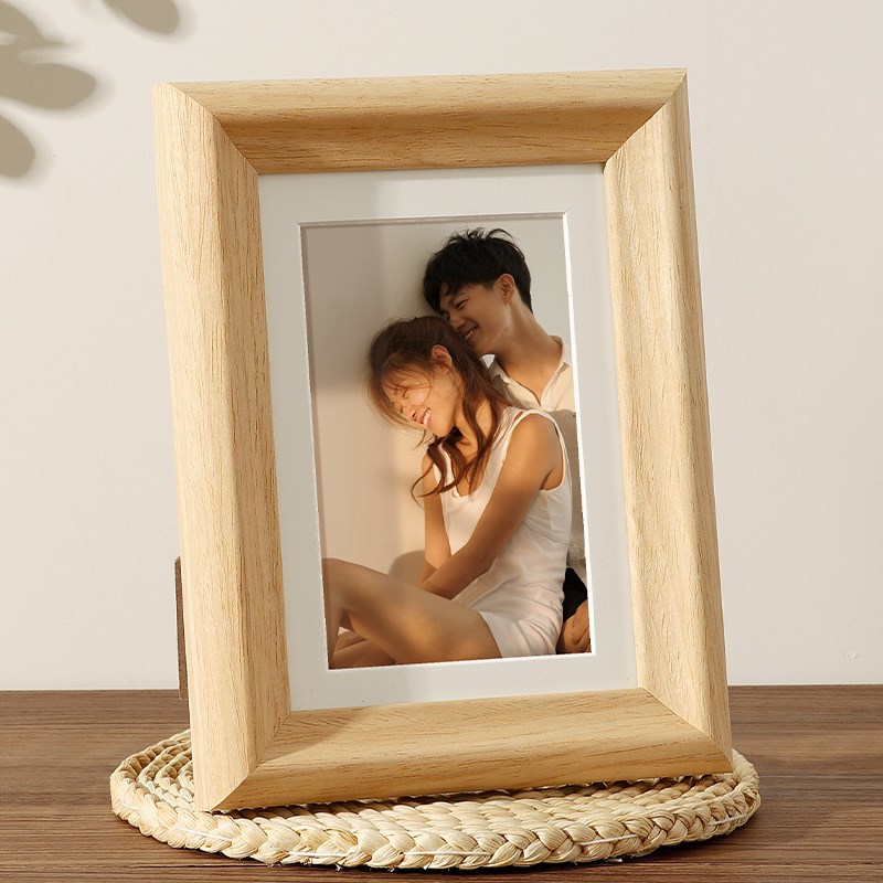 实木相框摆台6寸洗照片做成相册框架7挂墙加打印情侣纪念卡纸摆件
