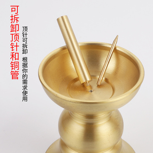 纯黄铜烛台摆件家用拜神供奉佛前灯座香薰蜡烛插香烛台高脚底座