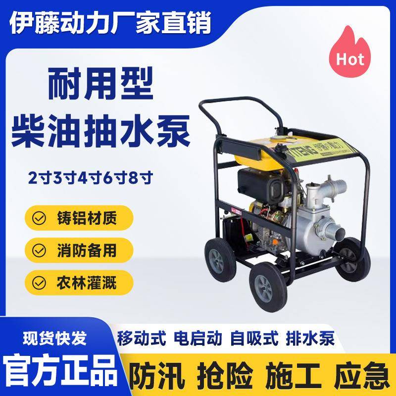 单缸风冷柴油机抽水泵移动便携式防汛抢险排水泵自吸式YT30DPE-2