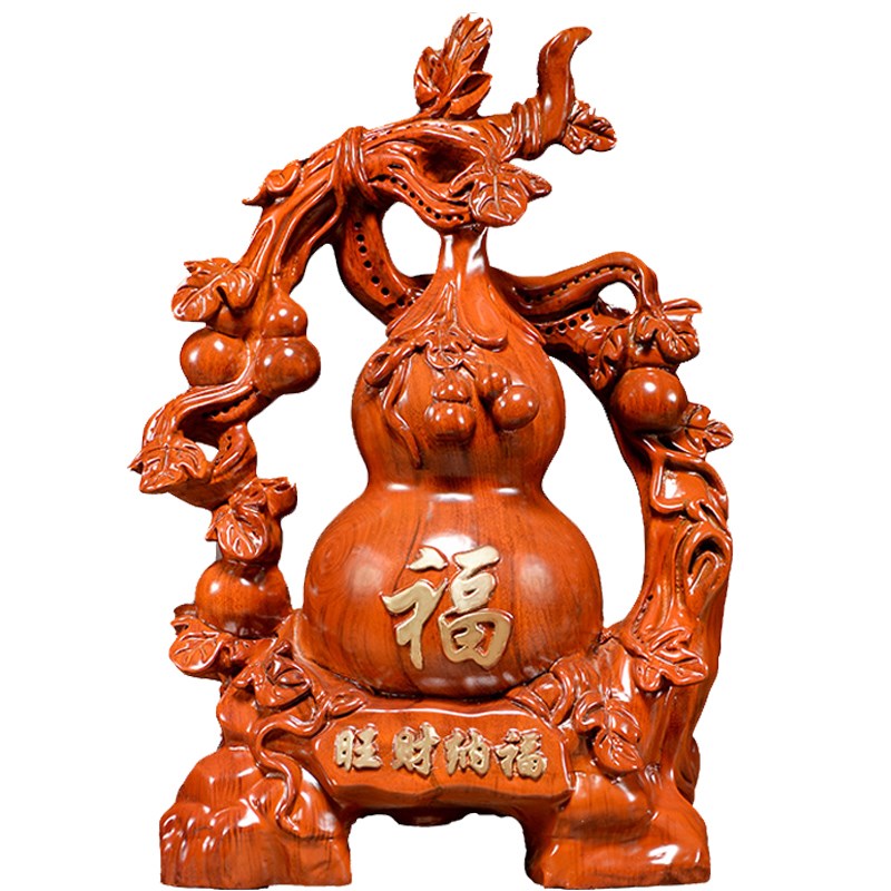 花梨木雕刻葫芦摆件实木质葫芦客厅家居玄关桌面装饰摆设工艺礼品