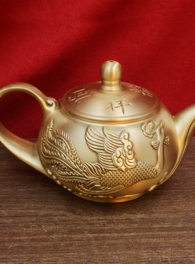 纯黄铜招财茶壶水壶百福酒壶纯铜素面壶供水壶供佛壶拜神财神供水