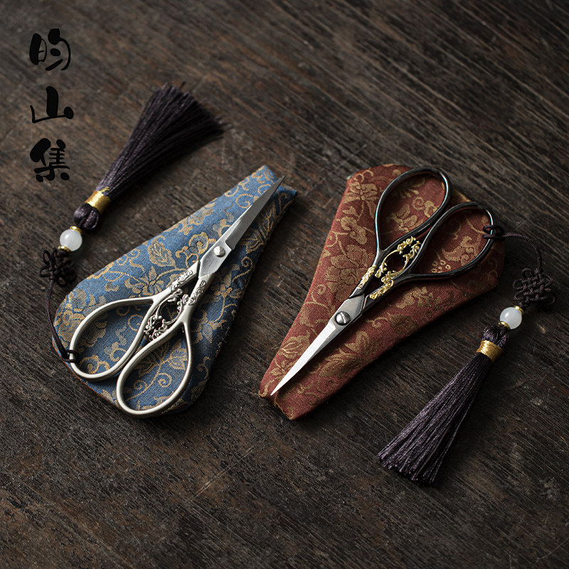 复古小剪刀茶叶包装剪不锈钢迷你中式家用茶艺剪线头茶剪茶具配件