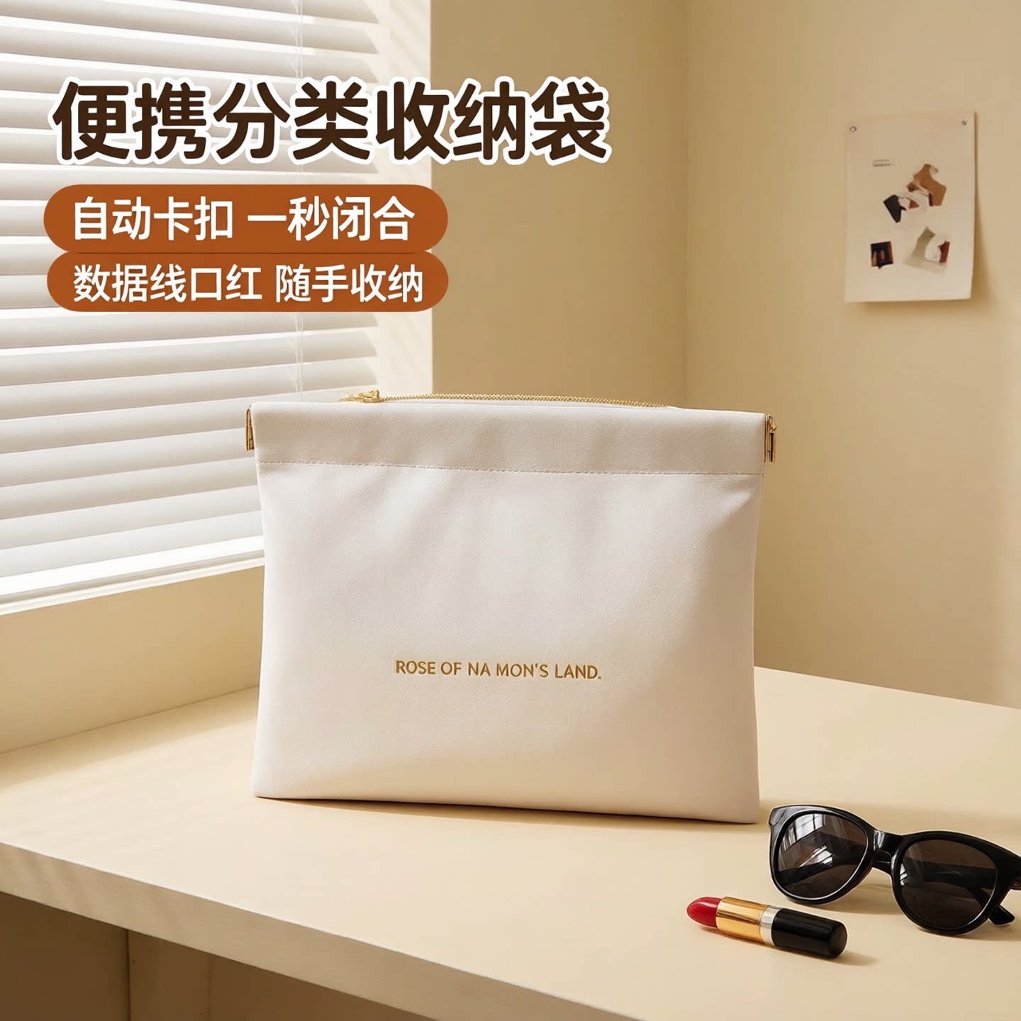 便携自动闭合眼镜化妆品收纳袋