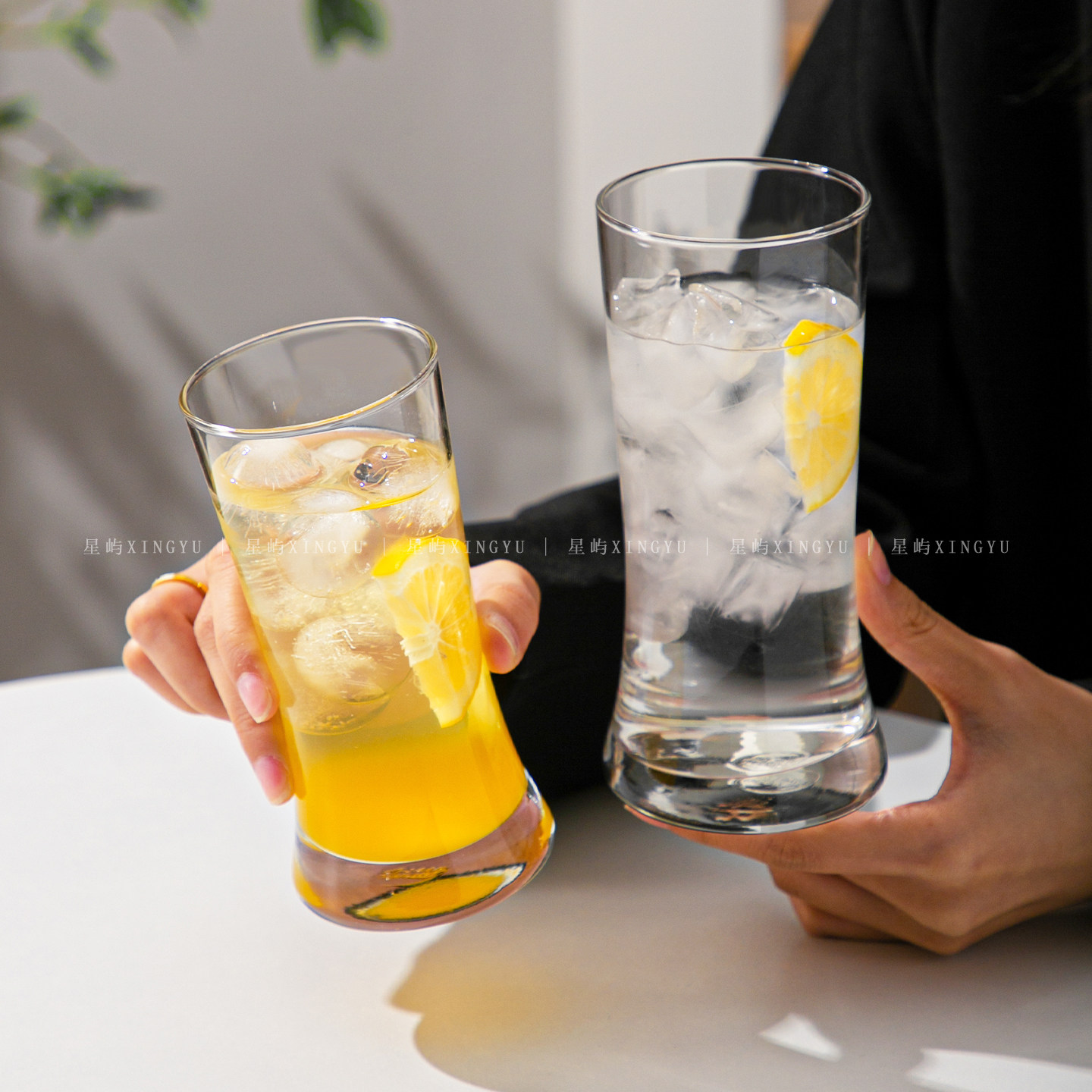 创意收腰玻璃杯ins风简约高颜值