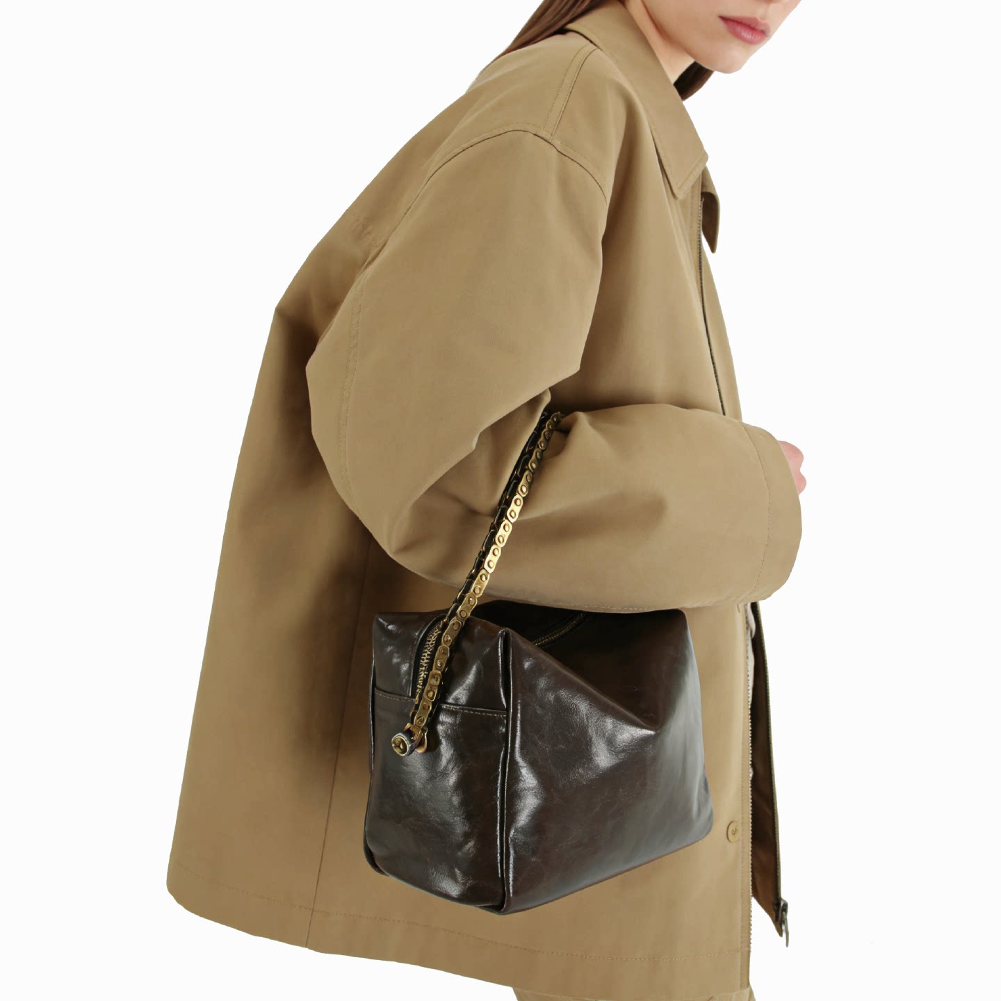 豆腐中号深棕小众设计师品牌女包