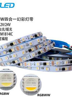 LED全彩RGBW4合1幻彩灯带TM1814IC高亮跑马流水可编程亮化12V灯条