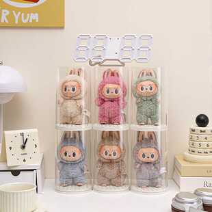 拉布布透明收纳展示盒可叠加潮玩手办展示架毛绒娃娃防尘收纳盒子
