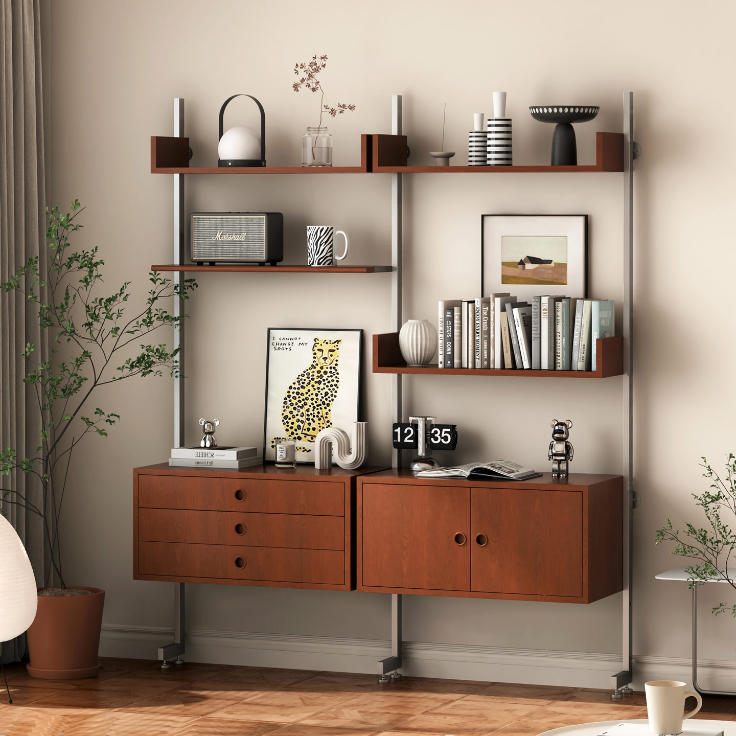 中古风包豪斯实木书架书柜客厅