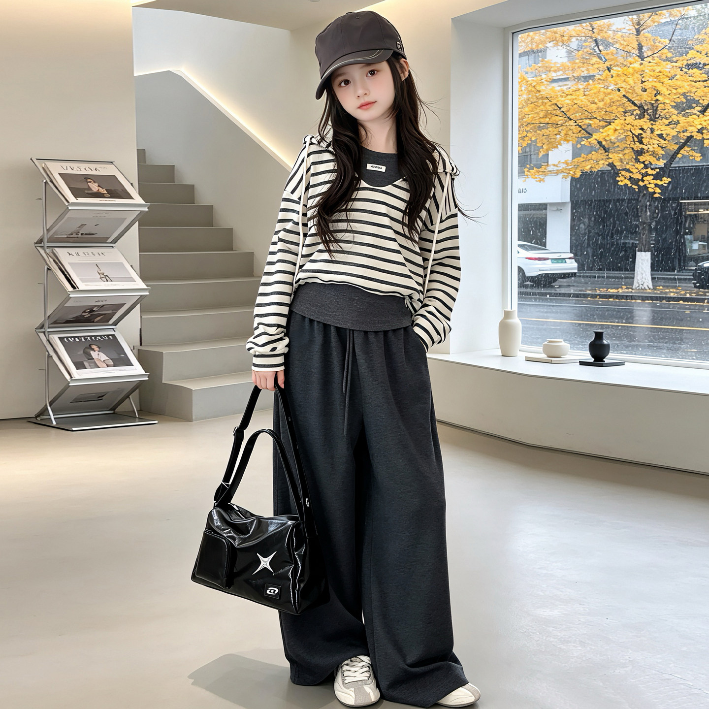 女童春秋连帽卫衣套装2026新款