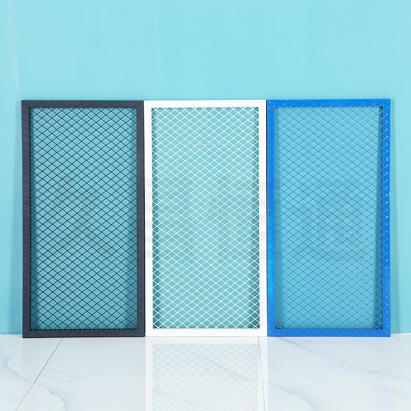 定制菱形网格片铁艺吊顶工业风隔断墙镂空屏风装饰钢板丝网展示架